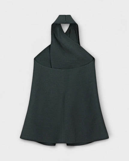 Hannah - Blauer Halter Neck Top mit Rückenausschnitt