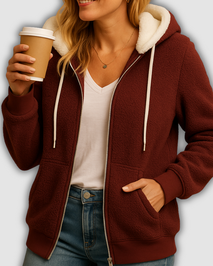 Wynne -Langes Damenfleecejacke mit Kapuze