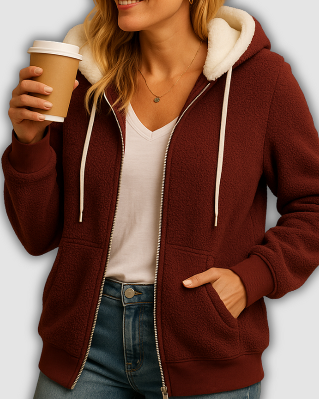 Wynne -Langes Damenfleecejacke mit Kapuze