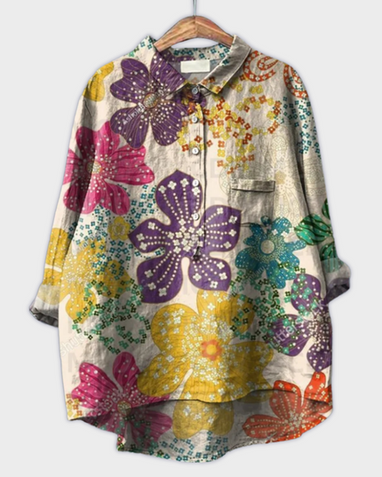 Magdalena - Handgemachte Damenbluse mit floralem Design
