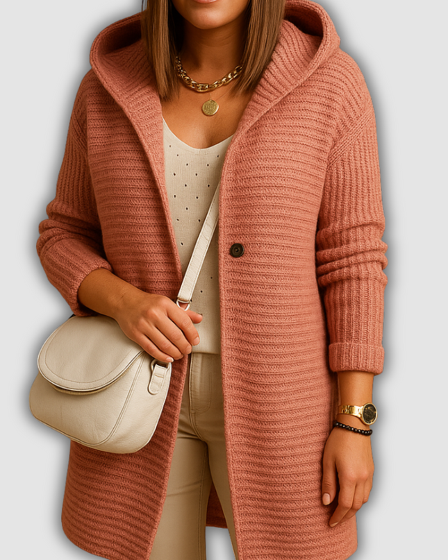 Clea - Offene Damenstrickjacke mit verlängerter Vorderseite