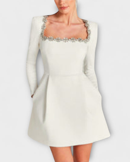 Lena - Samt-Mini-Kleid mit Juwelenverzierung