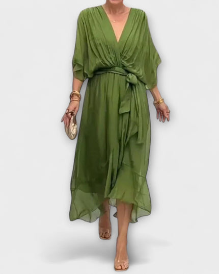 Ines - Chiffonkleid mit V-Ausschnitt