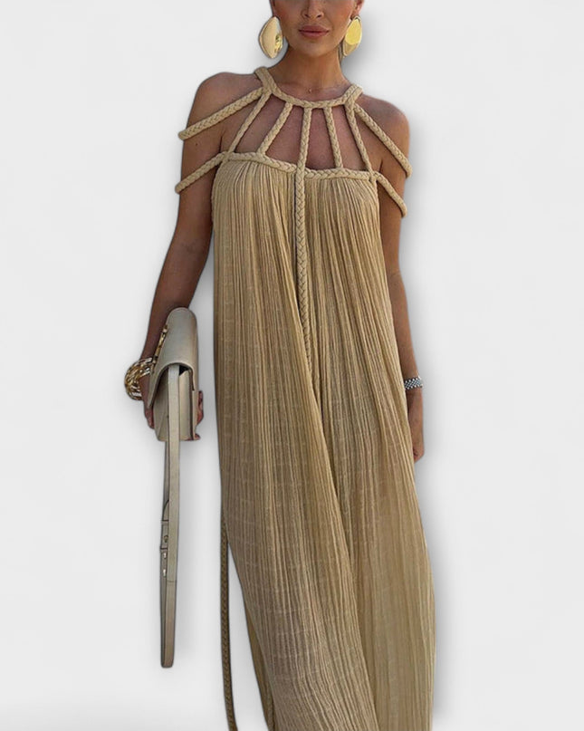 Helmine - Ein schickes Maxikleid aus Mischgewebe mit drapierten Zöpfen