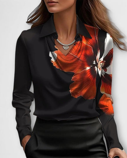 Martha - Glänzende Bluse mit gerafftem Kragen