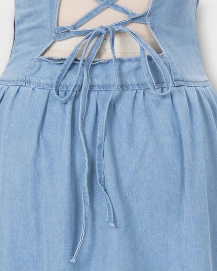 Tonia - Denim Blau Trägerloses Kleid