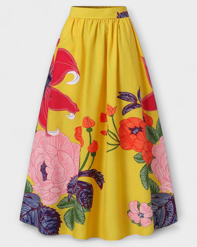 Mailin – Hochtaillierter Midirock Mit Floralem Print