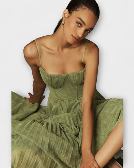 Mathilda - Faltenrock Midi Kleid aus Tüll mit Bustier-Design