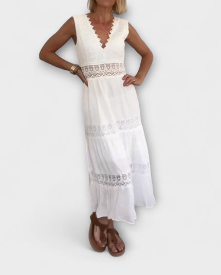 Hannelore - Elegantes V-Ausschnitt Spitzenkleid
