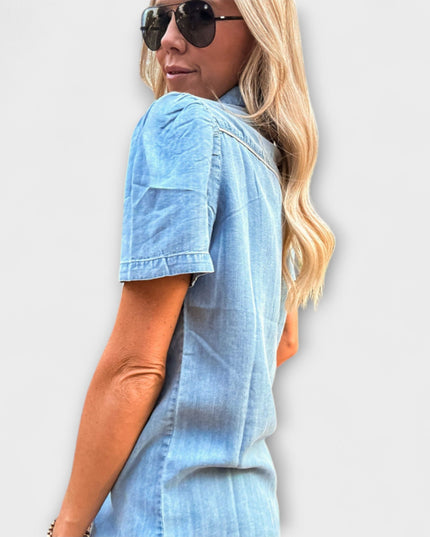 Autumn - Blaue Booker Western Hemd mit Knopfleiste