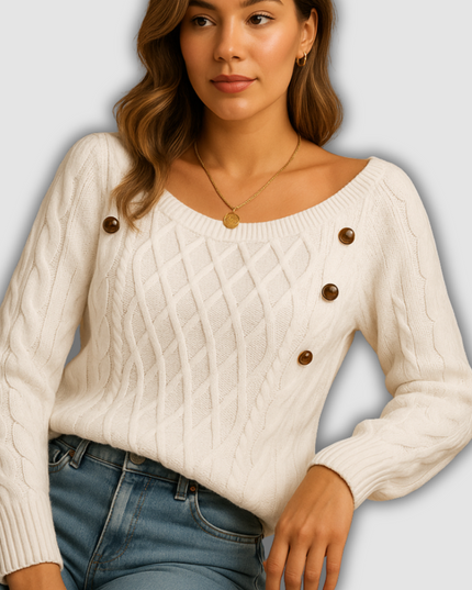 Lark- Damenstrickpullover mit langen Ärmeln