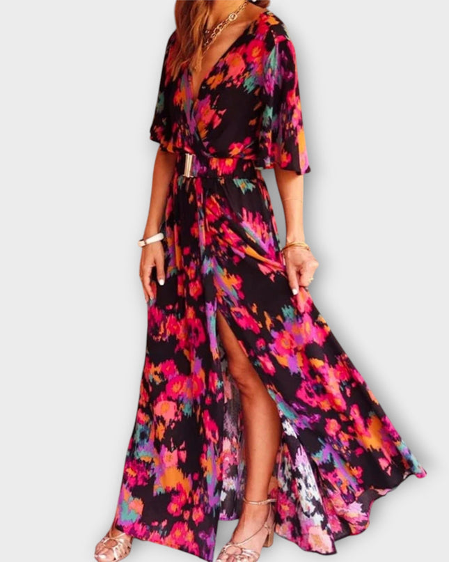 Brunhilde - Stilvolles Wickel-Maxikleid mit fließendem Design