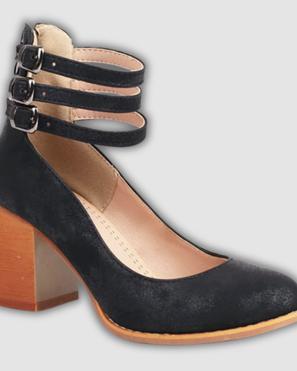 Friderun - Absatzschuhe mit drei Schnallen