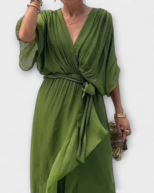 Ines - Chiffonkleid mit V-Ausschnitt