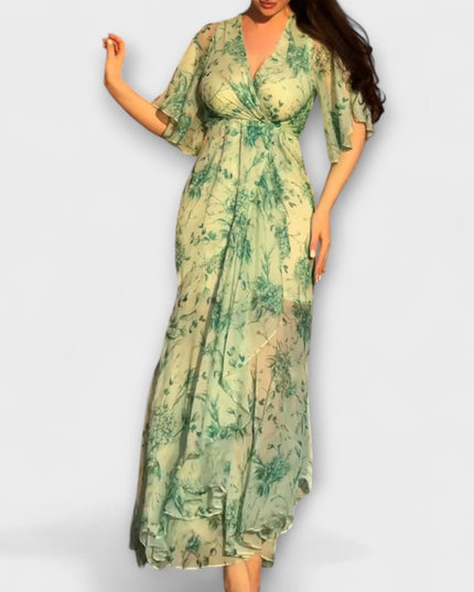 Marlene - Schickes Floral V-Ausschnitt Kleid