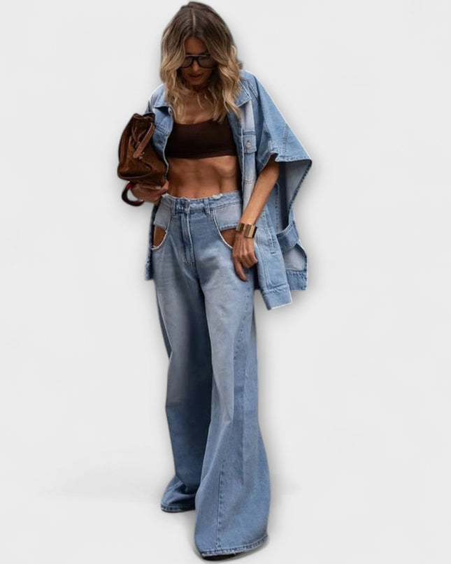 Blair - Weit geschnittenes ärmellose Denim-Set