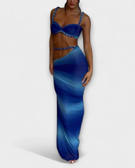 Minka – Stylishes Ombre-Zopfset mit Crop Top & Überrock