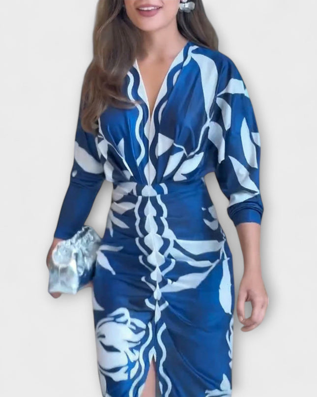 Gertrud - Einzigartiges Dolman-Midikleid mit brasilianischem Print