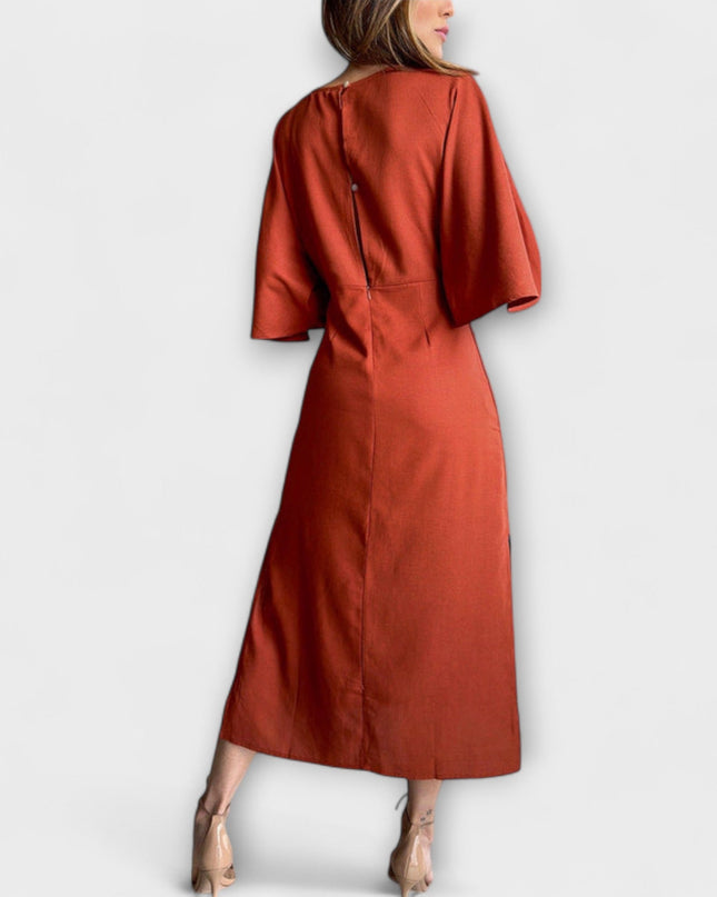 Jasmina - Lässiges Kleid mit V-Ausschnitt und Krawatte
