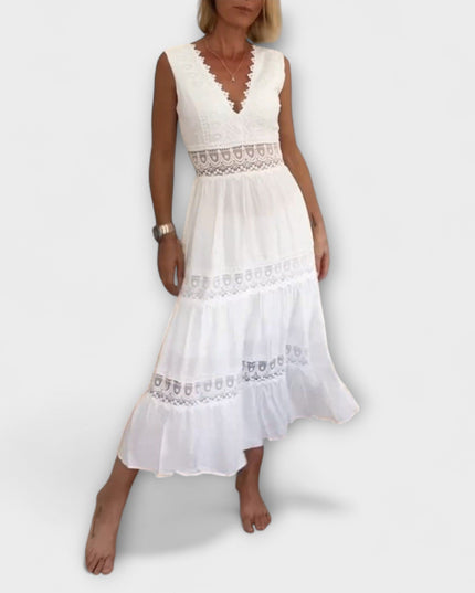 Hannelore - Elegantes V-Ausschnitt Spitzenkleid