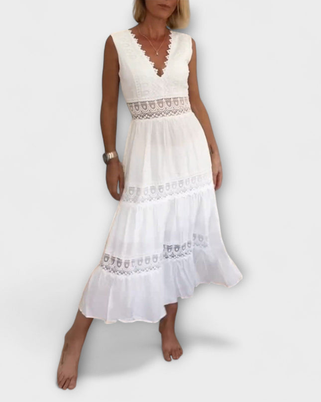 Hannelore - Elegantes V-Ausschnitt Spitzenkleid