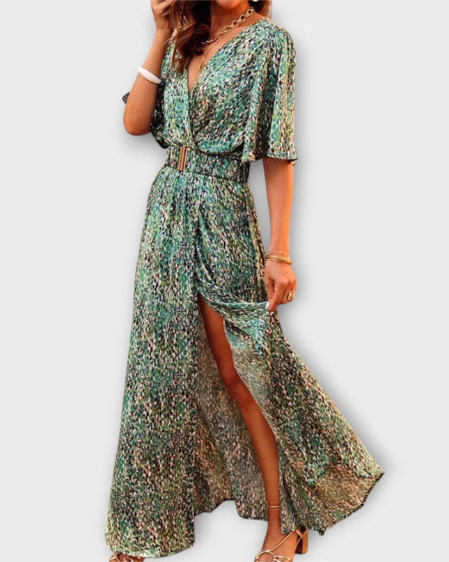 Brunhilde - Stilvolles Wickel-Maxikleid mit fließendem Design