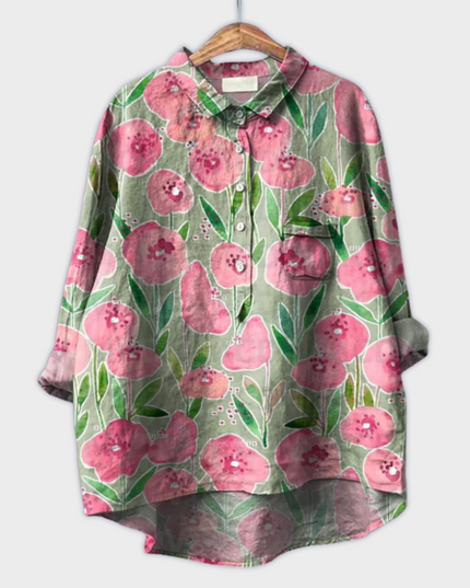 Magdalena - Handgemachte Damenbluse mit floralem Design