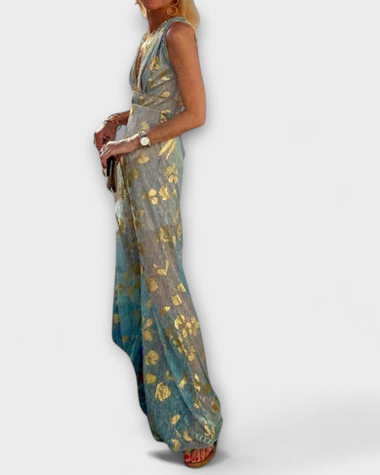 Sybilla - Fließendes Kleid mit V-Ausschnitt und Pailletten-Details
