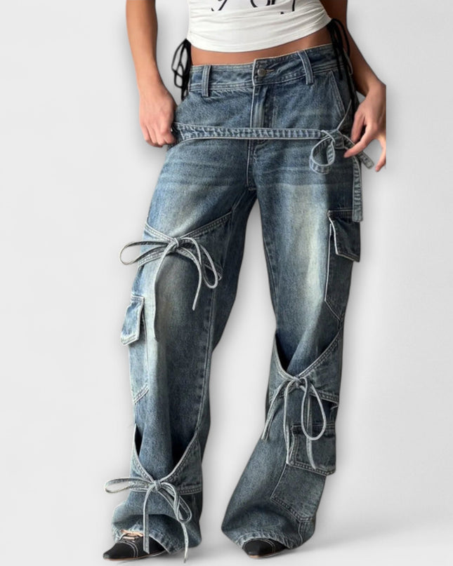 Mira – Utility-Jeans Mit Knotendetail Aus Denim