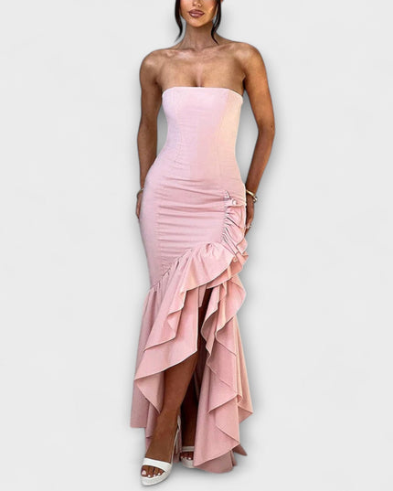 Ulla - Off-Shoulder Slim Fit Maxikleid mit asymmetrischem Saum