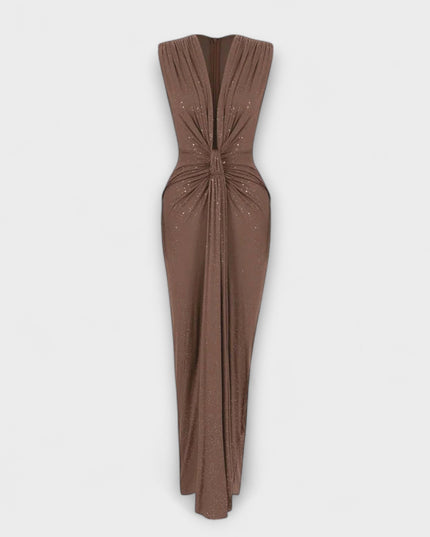 Brigitta - Maxikleid mit tiefem V-Ausschnitt