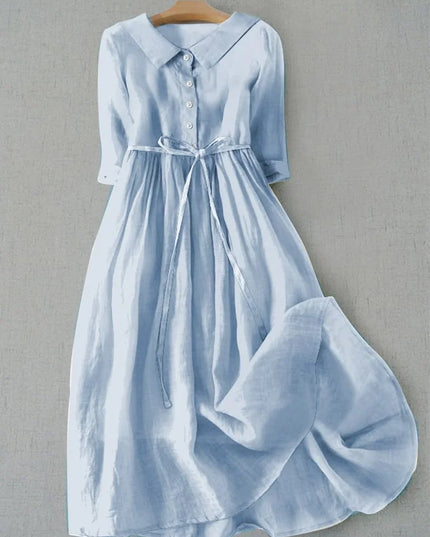 Nadja - Elegantes Kurzarmkleid mit Bindegürtel
