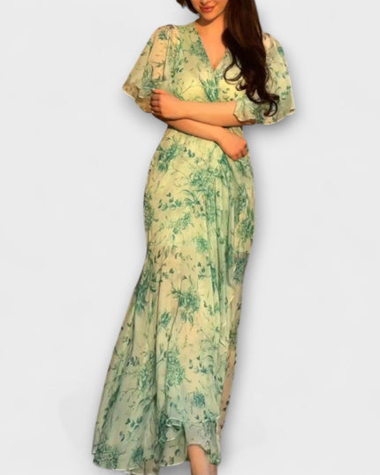 Marlene - Schickes Floral V-Ausschnitt Kleid