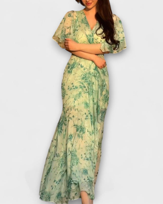 Marlene - Schickes Floral V-Ausschnitt Kleid