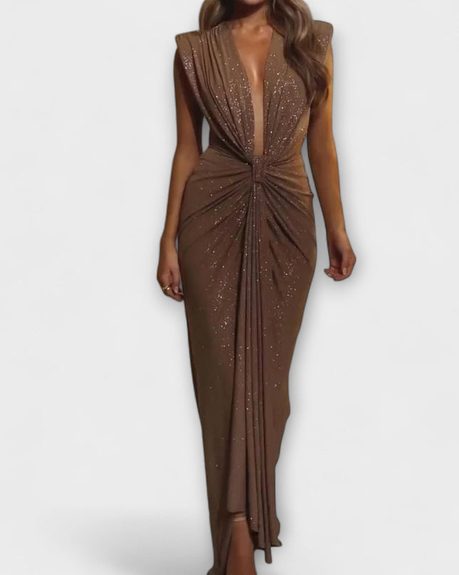Brigitta - Maxikleid mit tiefem V-Ausschnitt
