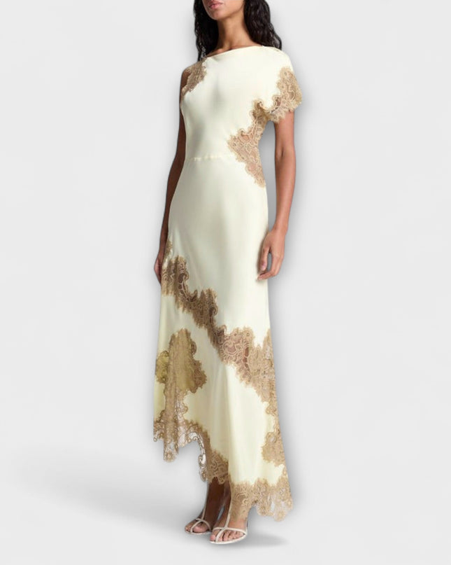 Sandra - Maxikleid mit Satin- und Spitze-Akzenten
