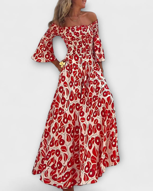 Henrike - Off-Shoulder Kleid mit Meeresblumen