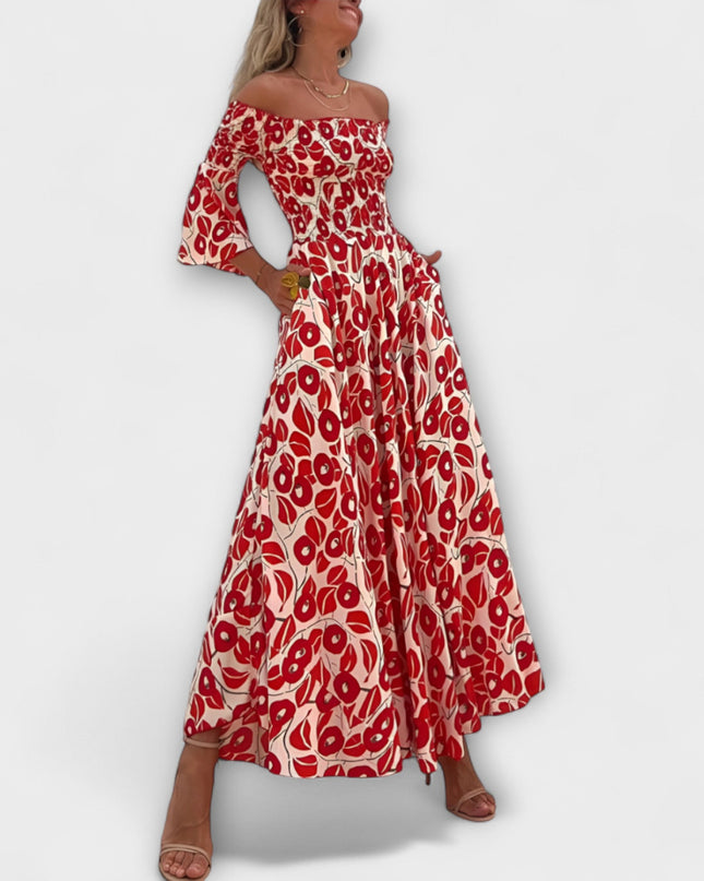 Henrike - Off-Shoulder Kleid mit Meeresblumen