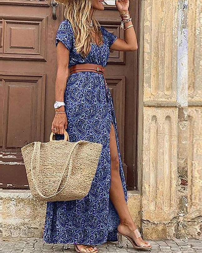 Oda - Ibiza Maxikleid – mit Gürtel