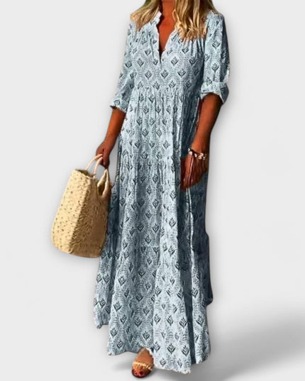 Lene - Stilvolles und Bequemes Frühlings Maxi Kleid