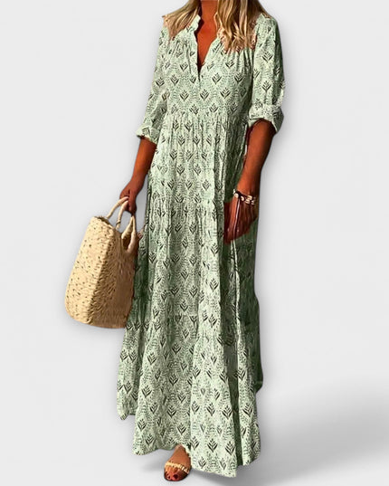 Lene - Stilvolles und Bequemes Frühlings Maxi Kleid