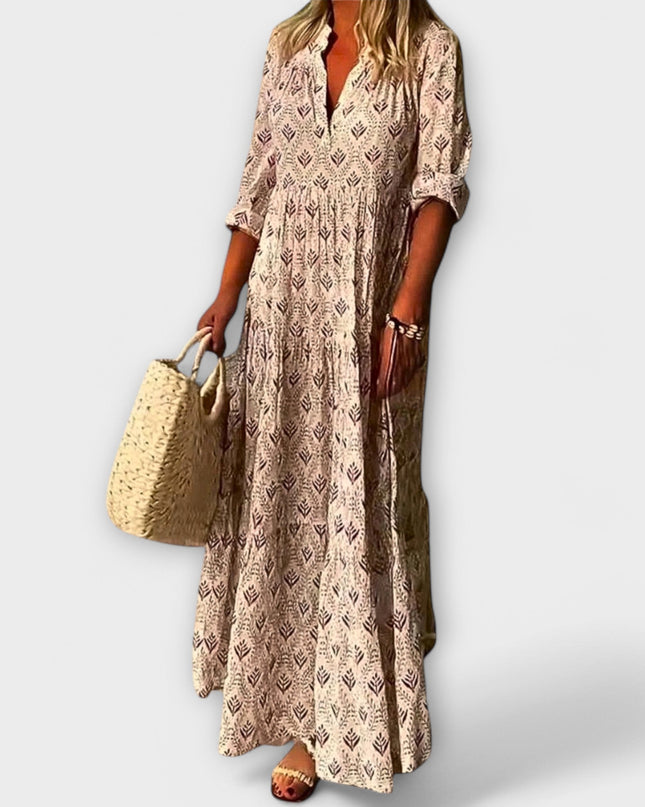 Lene - Stilvolles und Bequemes Frühlings Maxi Kleid