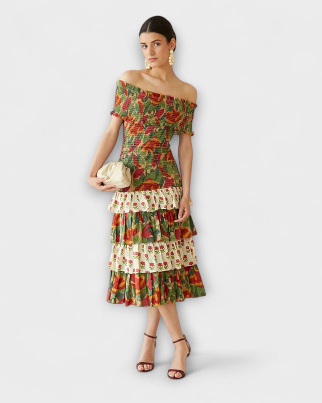 Beate - Lebhaftes Mai-Midi-Kleid