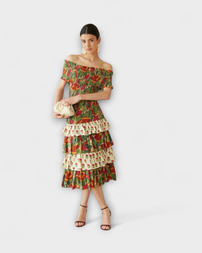 Beate - Lebhaftes Mai-Midi-Kleid