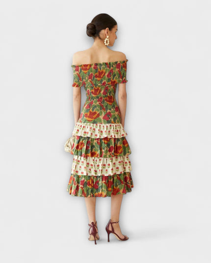 Beate - Lebhaftes Mai-Midi-Kleid