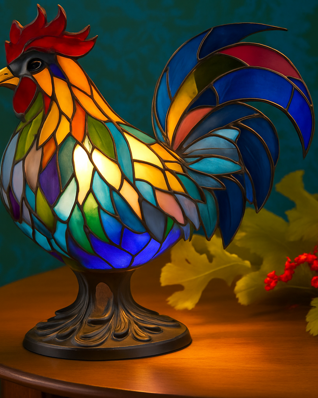 Paula - Hahnlampe aus Buntglas
