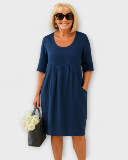 Vanesa - Lässiges Leinenkleid mit Taschen