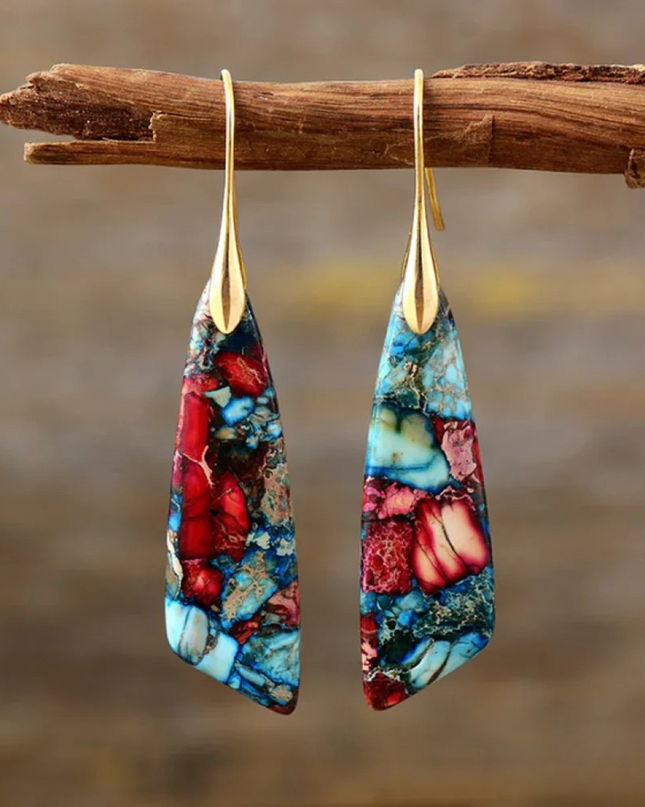 Ilse  - Elegante, farbenfrohe Ohrringe im Stein-Stil