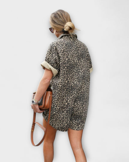 Monika - Hemd-Jumpsuit mit Leopardenmuster