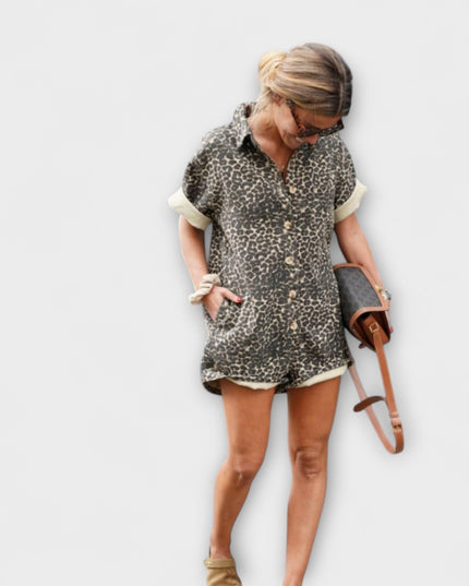 Monika - Hemd-Jumpsuit mit Leopardenmuster